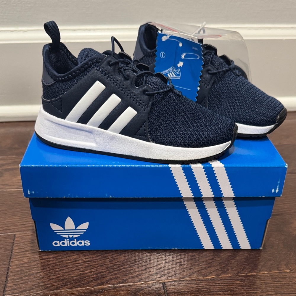 Adidas Kids Navy Sneakers with White Accents